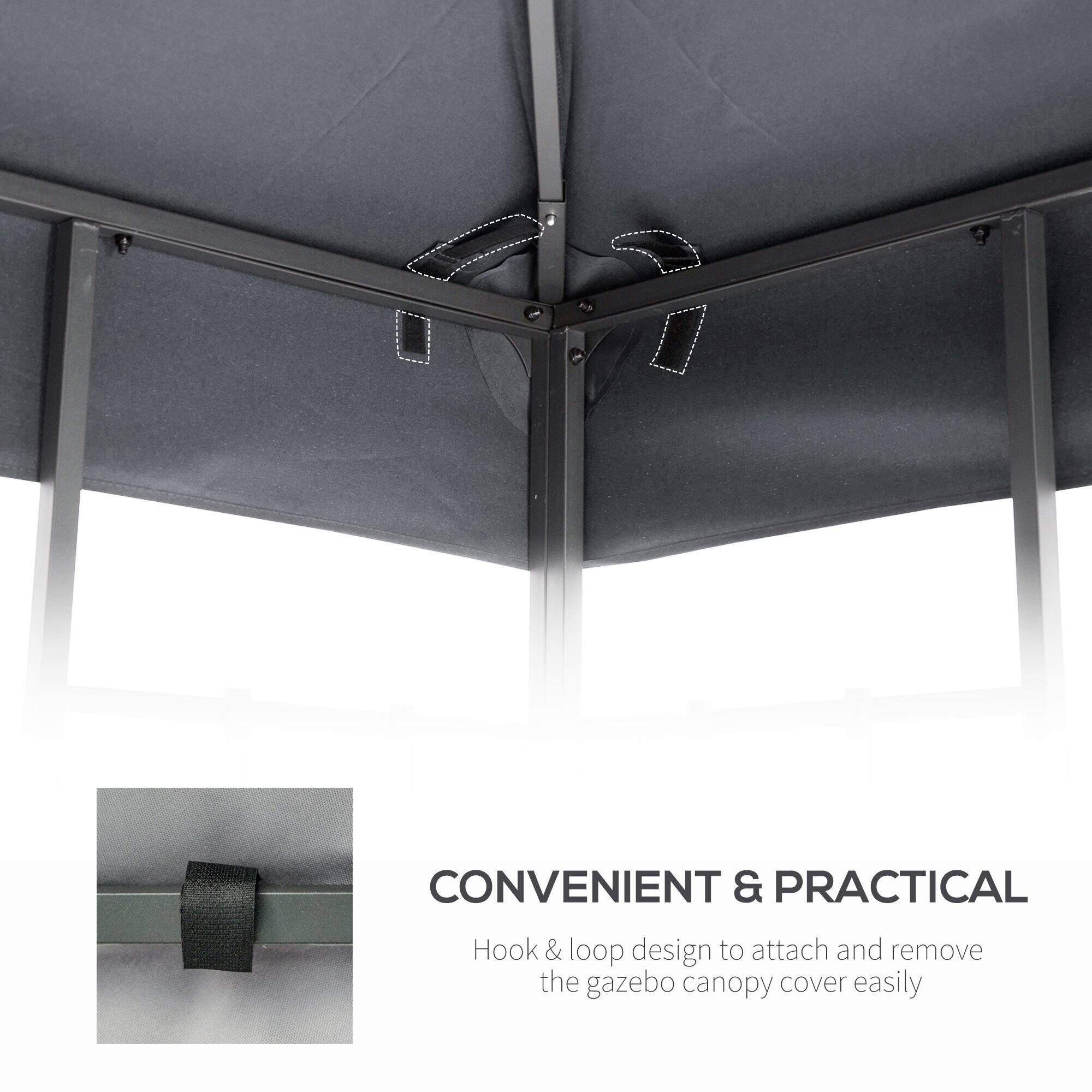 CONVENIENT & PRACTICAL
Hook & loop design to attach and remove the gazebo canopy cover easily