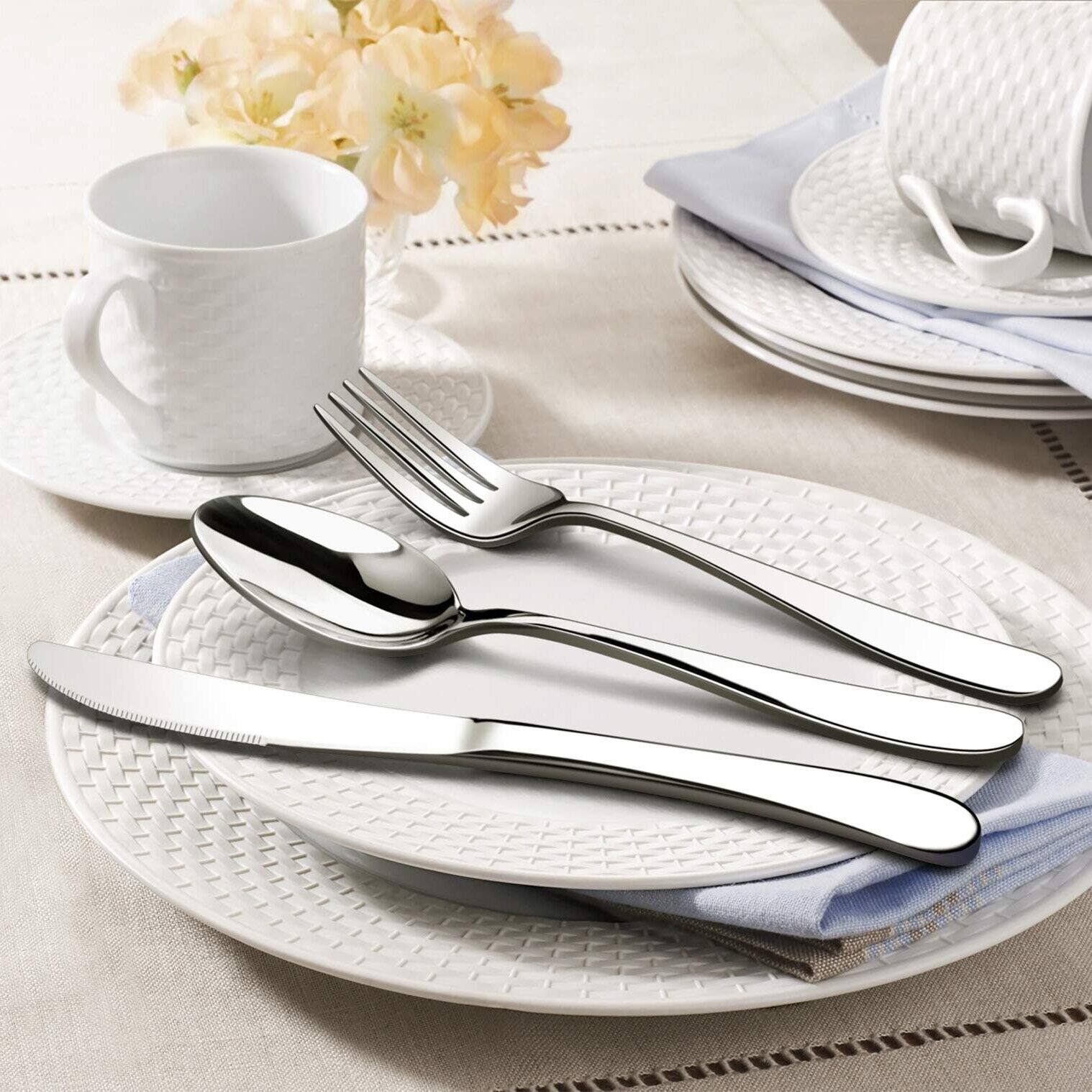 Alt View 1. Dazzed Corner - Silverware Set for 12, 60-Piece Stainless Steel Flatware Utensils - Silver.
