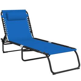 Outsunny - Folding Chaise Lounge Chair, Patio Sun Tanning Chair, Outdoor Chaise Lounger with 4-Position Reclining Back - Dark blue