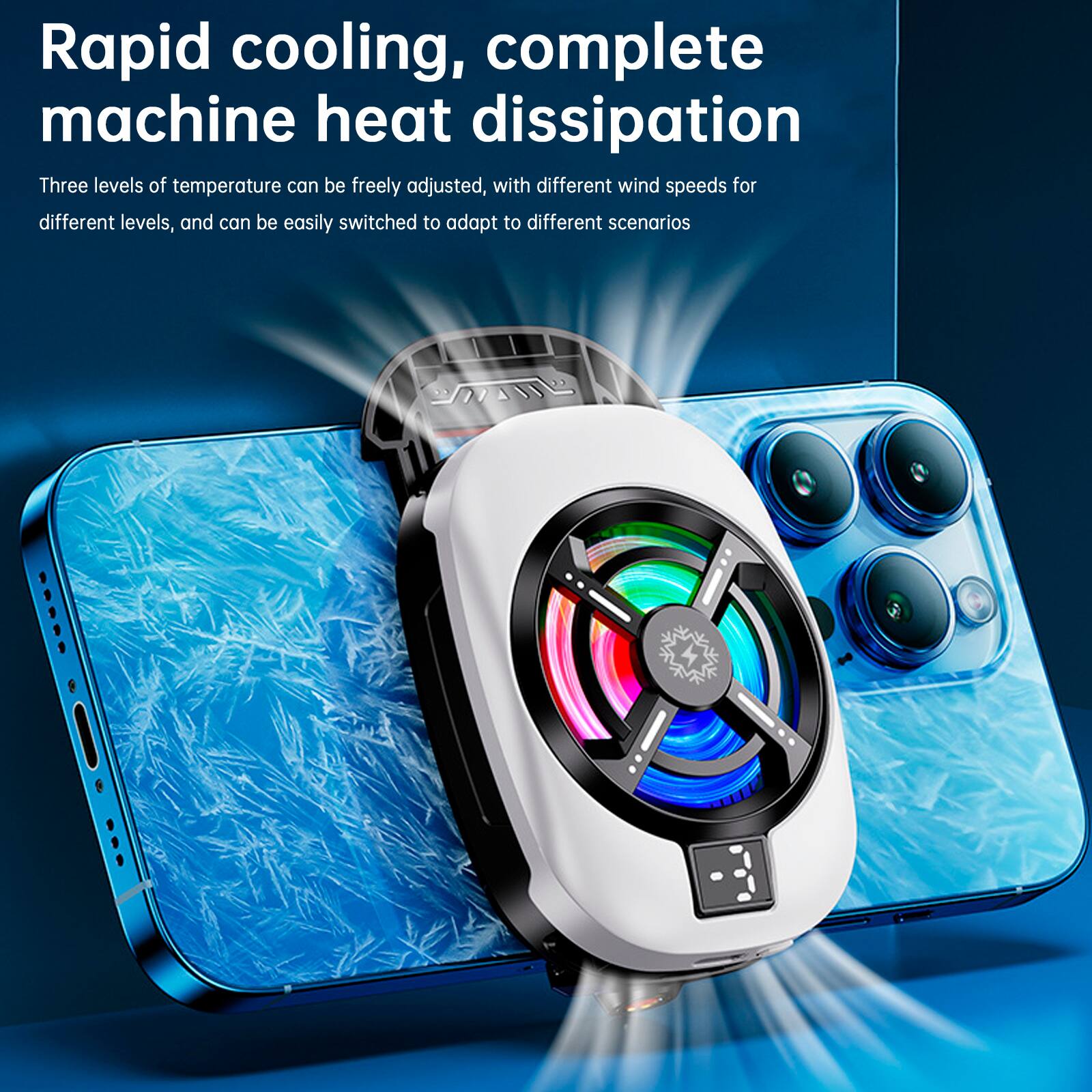 Rapid cooling, complete machine heat dissipation

Three levels of temperature can be freely adjusted, with different wind speeds for different levels, and can be easily switched to adapt to different scenarios