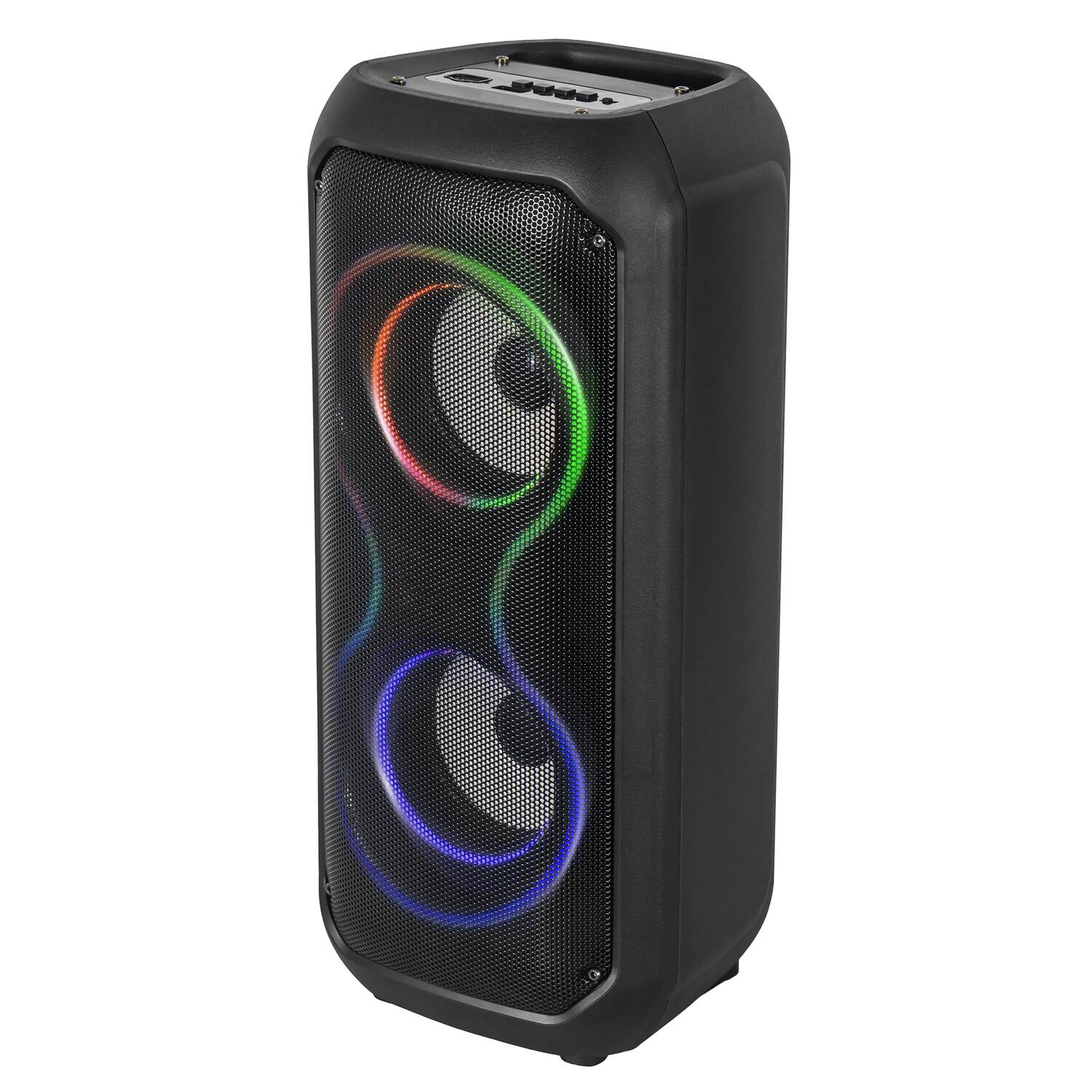 Alt View 6. iQ Sound - 6-Watt Portable Bluetooth Rechargeable Speaker, Dual 4" Woofers, FM Radio, Mic Input, Remote, IQ-3404BT - Black.