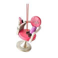 Front. Ganz - Ganz I Style Hair Stylist Hanging Ornament for Christmas Tree 3 inch - Pink.