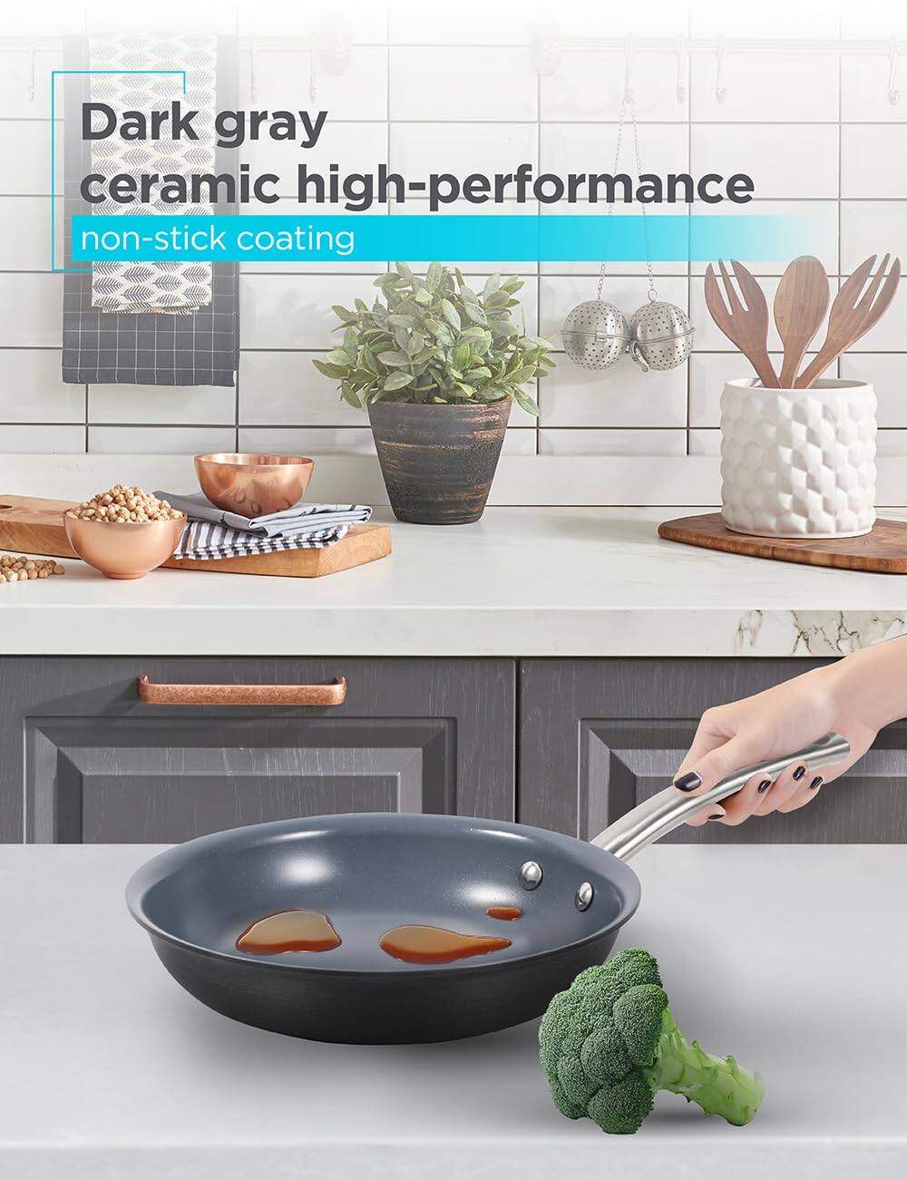 Dark gray ceramic high-performance non-stick coating