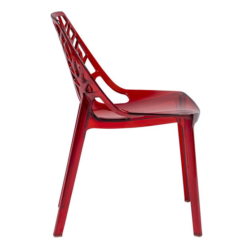 Alt View 1. LeisureMod - Cornelia Modern Stackable Accent Dining Chair with Cut Out Backrest Design for Dining Rooms or Patios - Transparent Red.