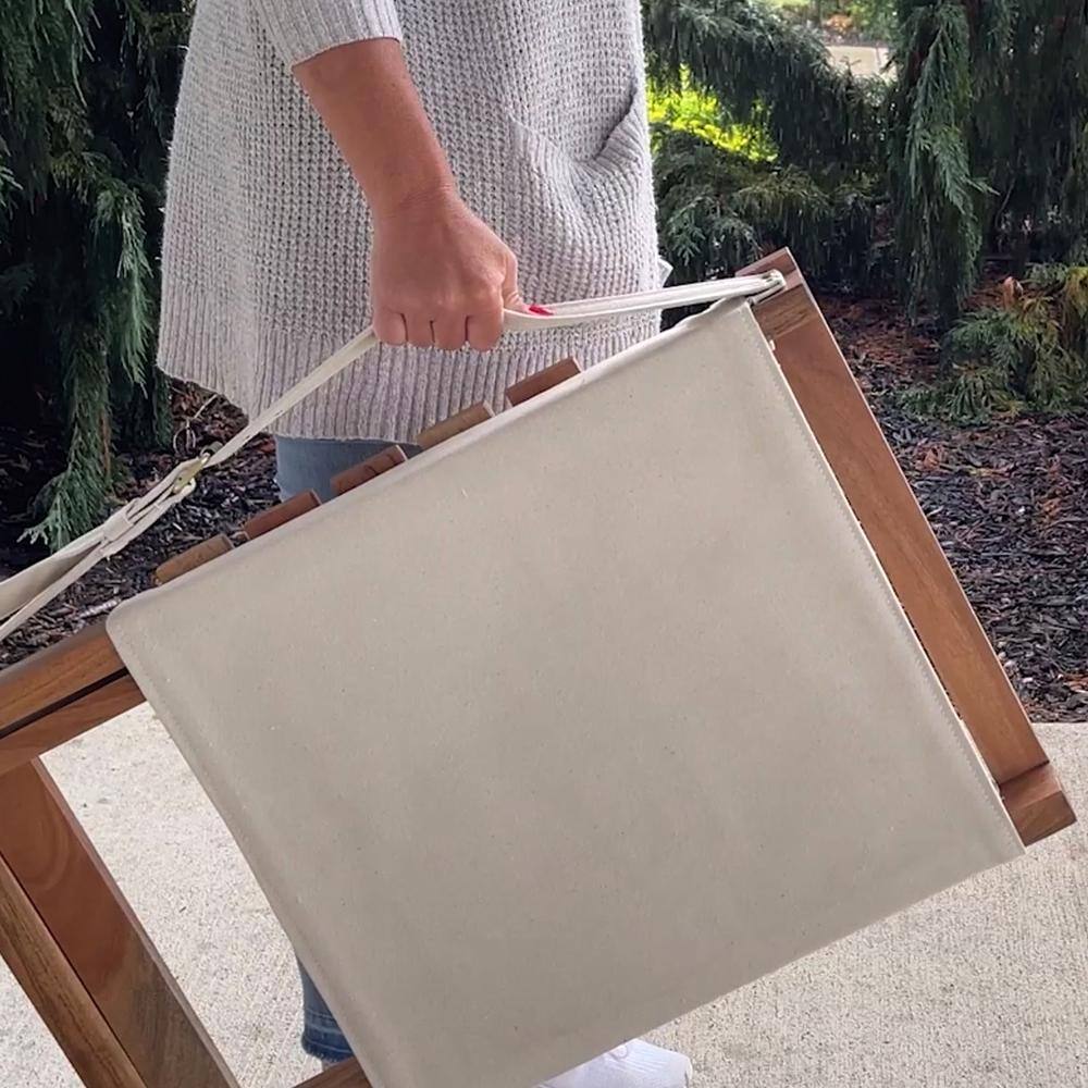 Left. AmeriHome - AmeriHome Acacia and Canvas Folding Chair - Brown/Natural.