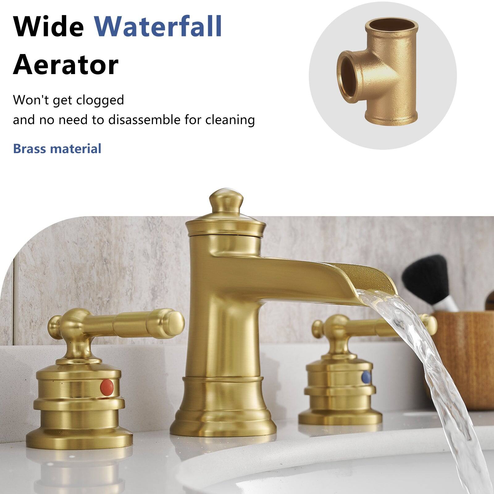 Wide Waterfall Aerator

Won't get clogged and no need to disassemble for cleaning

Brass material