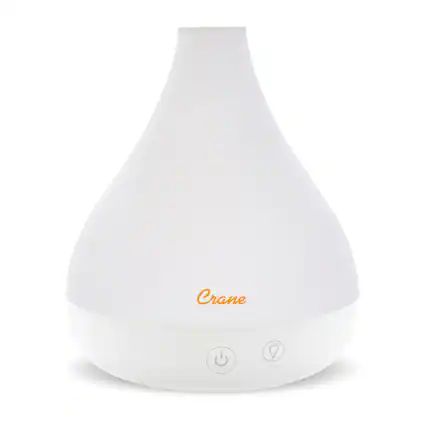 Front. CRANE - 0.35 Gal. 2-in-1 Ultrasonic Cool Mist Humidifer & Aroma Diffuser - White.