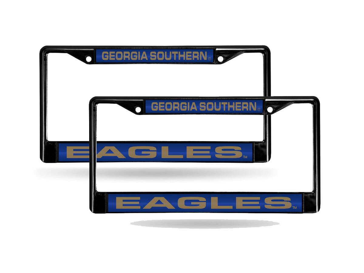 Georgia Southern Eagles Black Metal Laser License Plate Frame - Set of 2 Frames