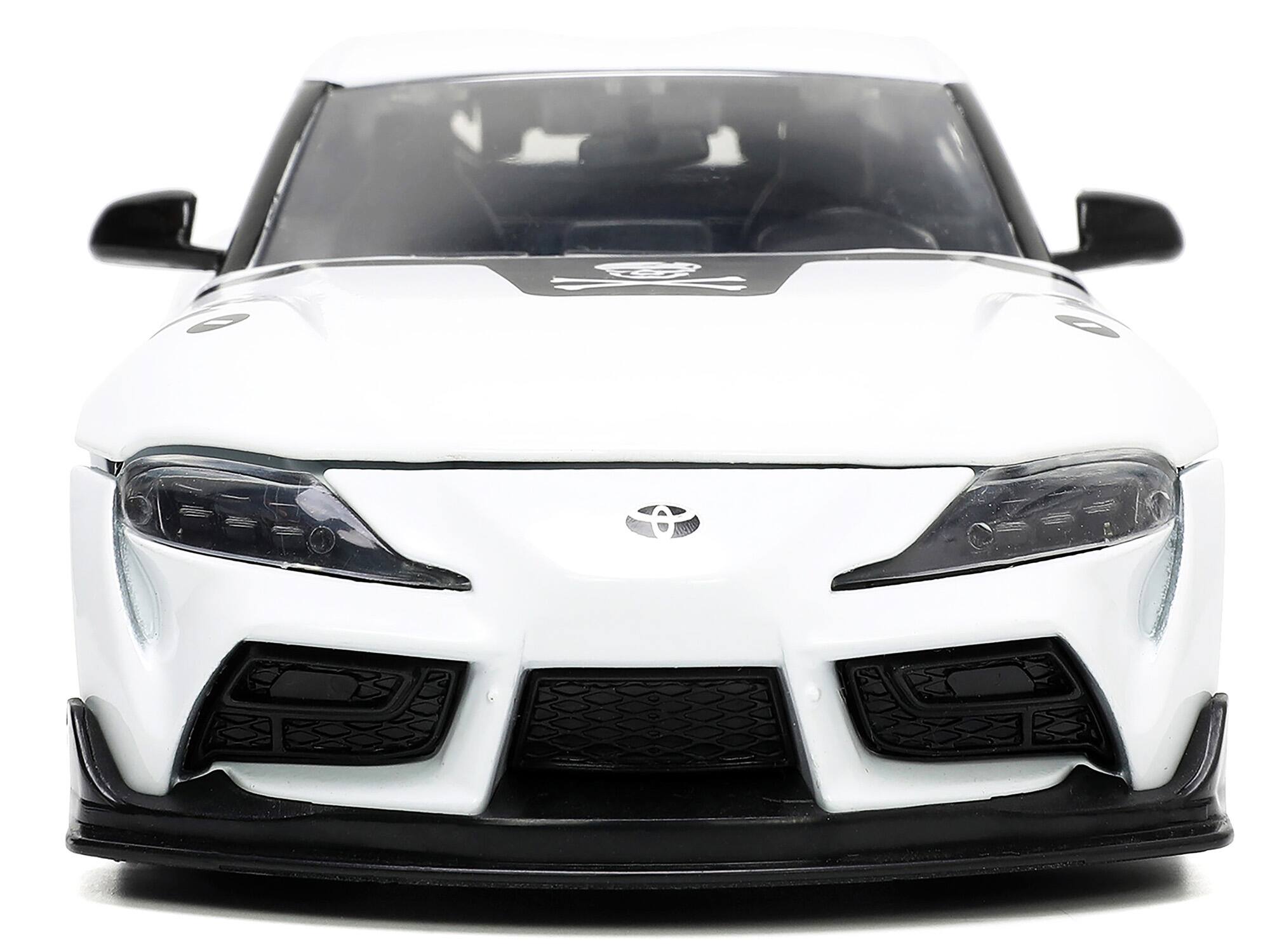 Alt View 3. Jada - 2020 Toyota Supra White and Roy Focker Figurine "Robotech" "Hollywood Rides" Series 1/24 Model Car by Jada.