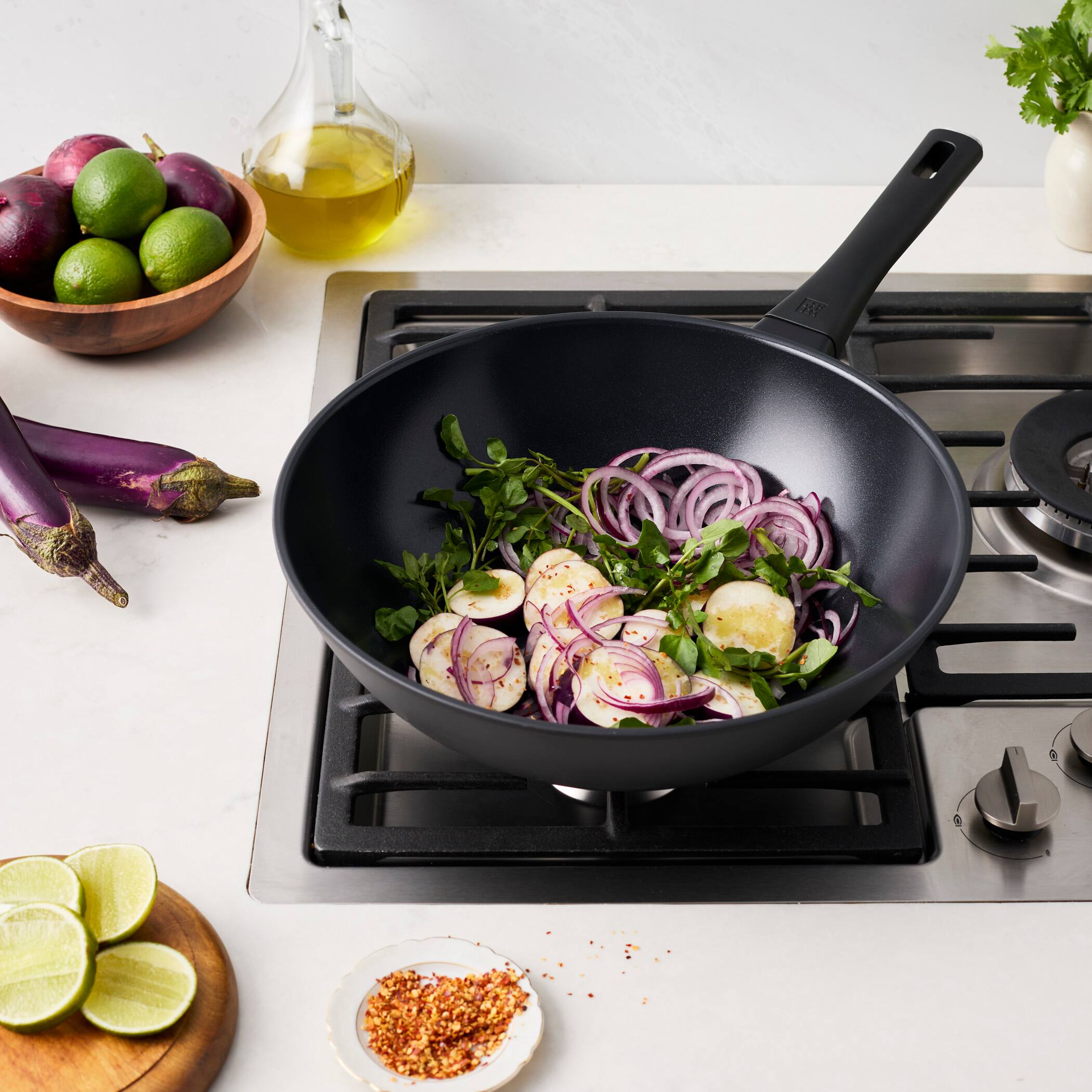 Alt View 5. ZWILLING - ZWILLING Madura Plus Ceramic 12-inch Aluminum Stir Fry Pan Ceramic Nonstick - Black.
