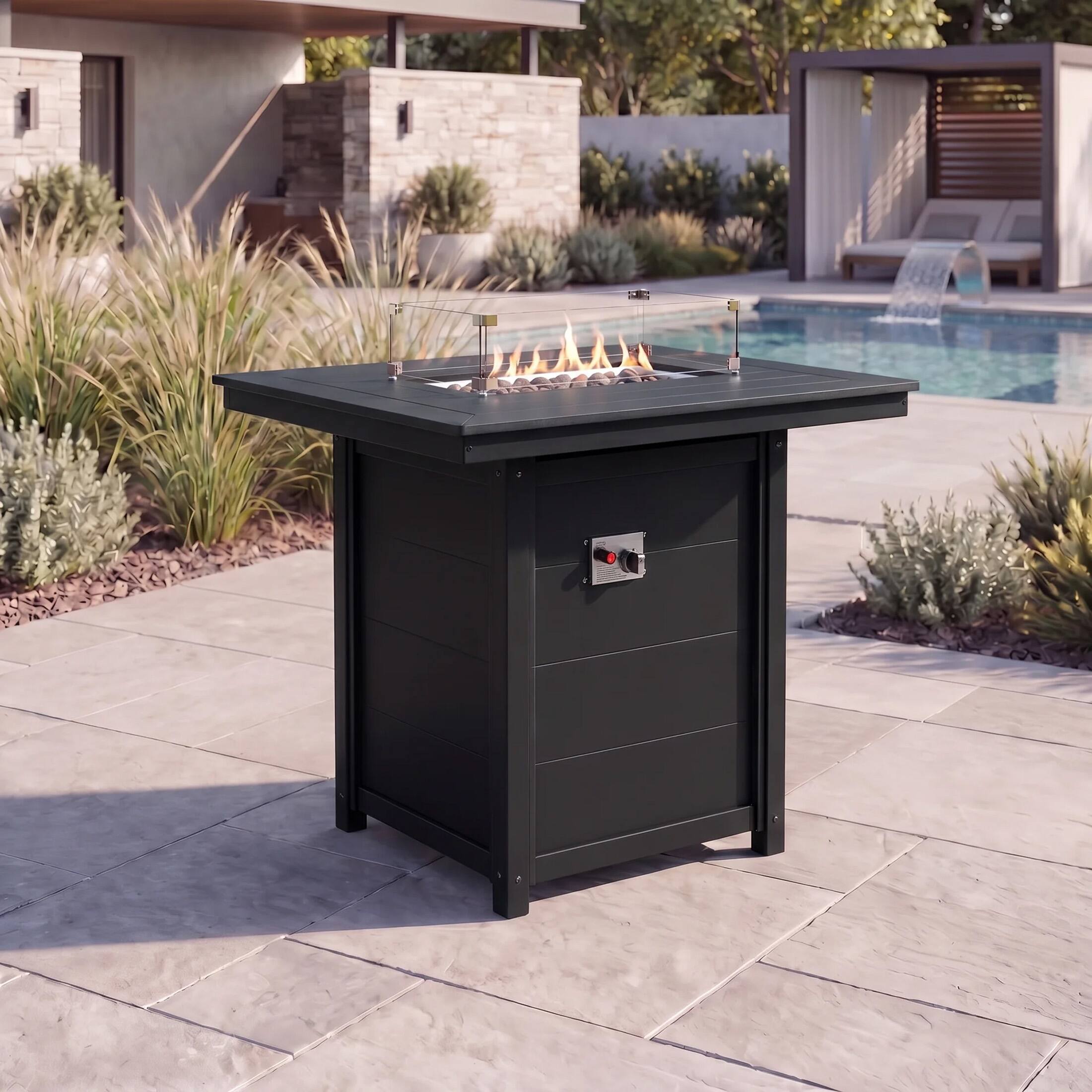 Angle. WestinTrends - WestinTrends Helios 46" Modern Outdoor Patio Gas Propane Rectangle Fire Pit Table - Black.