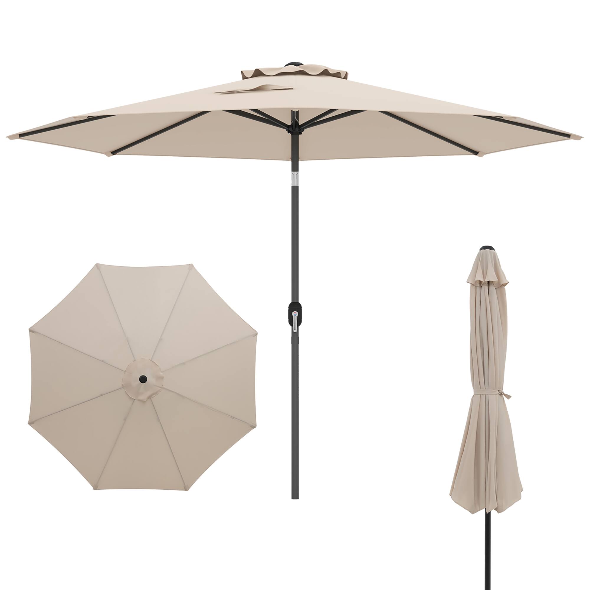 Gymax - 300 CM Patio Umbrella Heavy Duty Market Umbrella w/ Tilt Mechanism Crank Handle - Beige price history on PriceWatchPro
