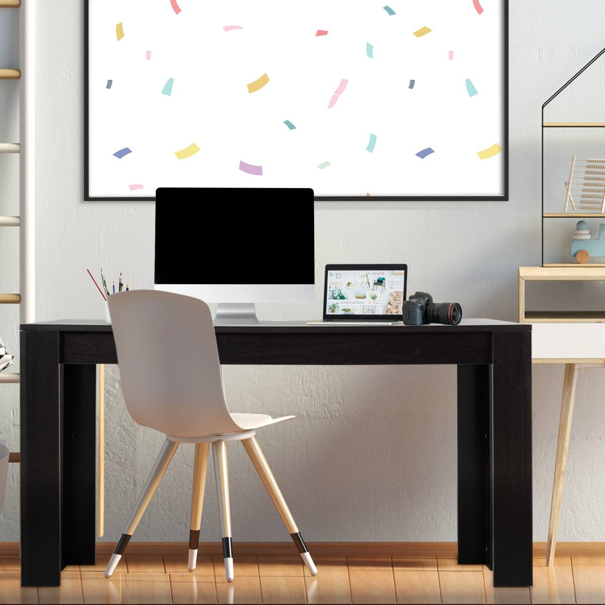 Alt View 4. Costway - Costway 63"Dining Table Rectangular Modern Kitchen Table For 6 People Home Furniture - Black.