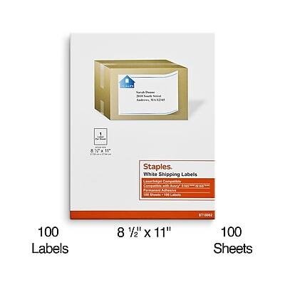 Staples Laser/Inkjet Shipping Labels, 8 1/2