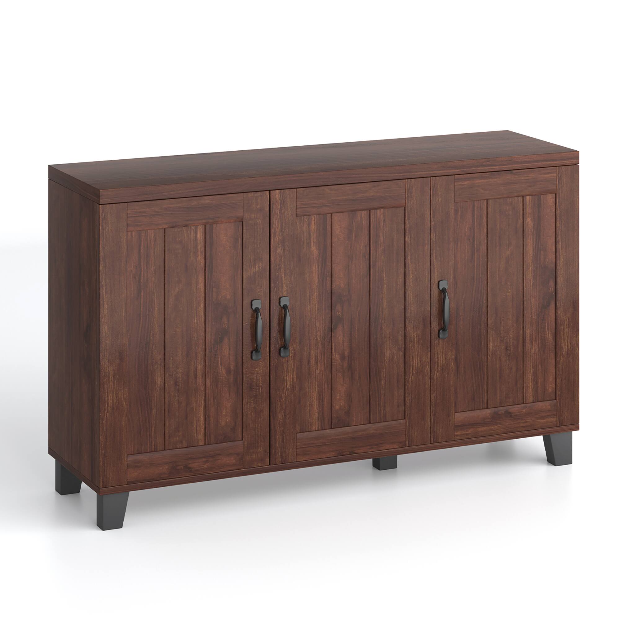 Alt View 2. Costway - 3-Door Buffet Sideboard Storage Credenza Cabinet Console Adjustable Shelf - Brown.