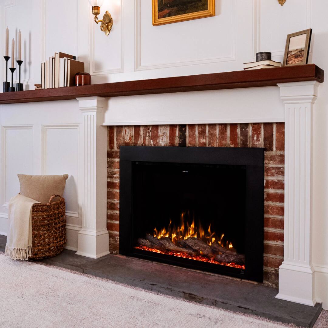 Angle. Touchstone Home Products - 38 in. Wall Mounted Recessed Fireplug Pro Electric Fireplace Insert 1500W - Black.