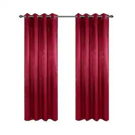 Olivia Gray - 100% Polyester 200 GSM Arlo Embossed Blackout Grommet Curtain Panel 54" x 90" Burgendy - Burgundy