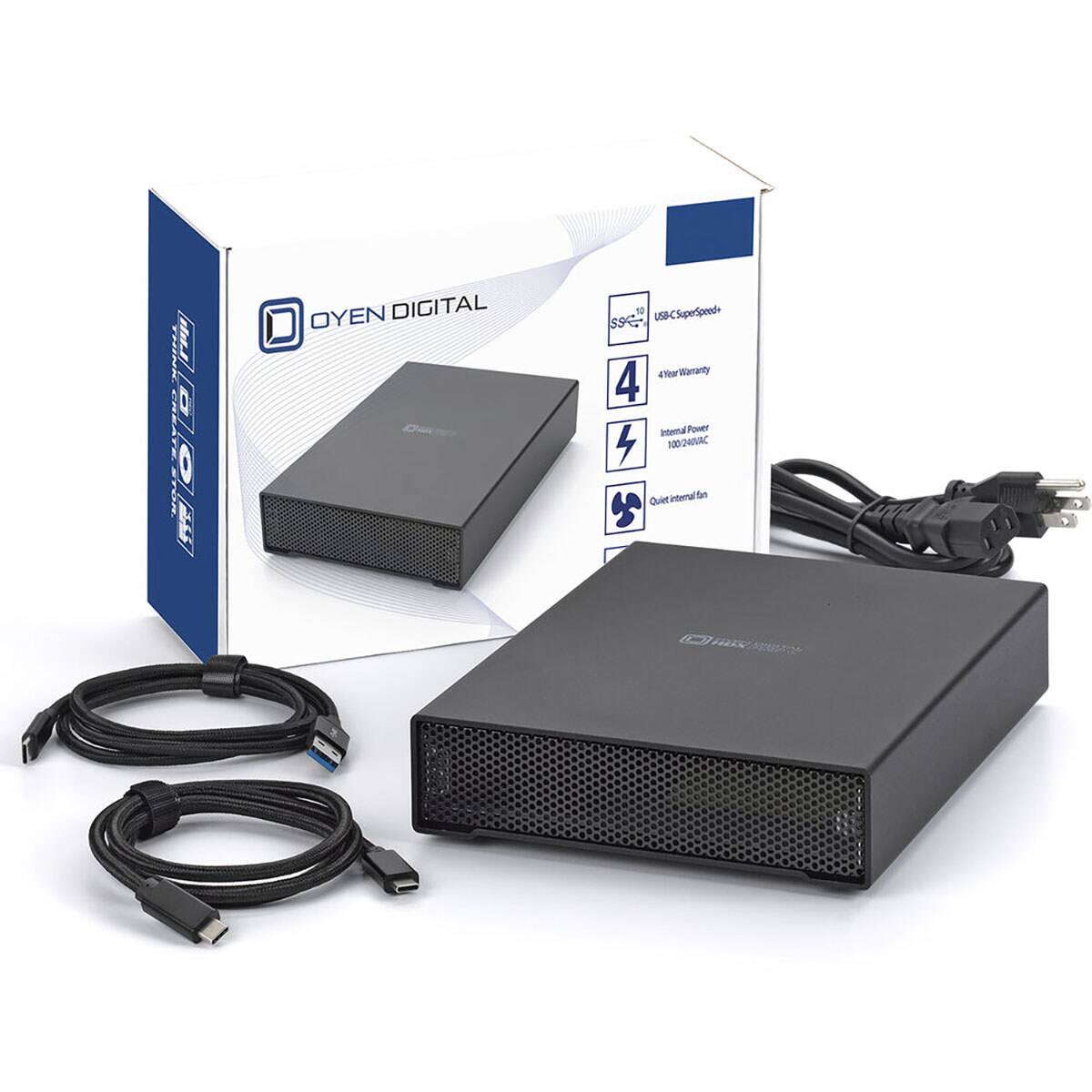 OYEN DIGITAL  
USB-C SuperSpeed  
4 Year Warranty  
Internal Power: 100W AC  
Quiet Internal Fan