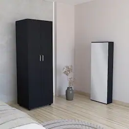 Loheer - 2 Piece Bedroom Set London Armoire And Shoe Rack - Black