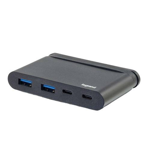 Front. C2G - 757120269144 USB C Hub - Black - USB A x2, USB C and Power Delivery Up To 100 Watts - External - 4 USB Ports - 4 USB 3.1 - Black.