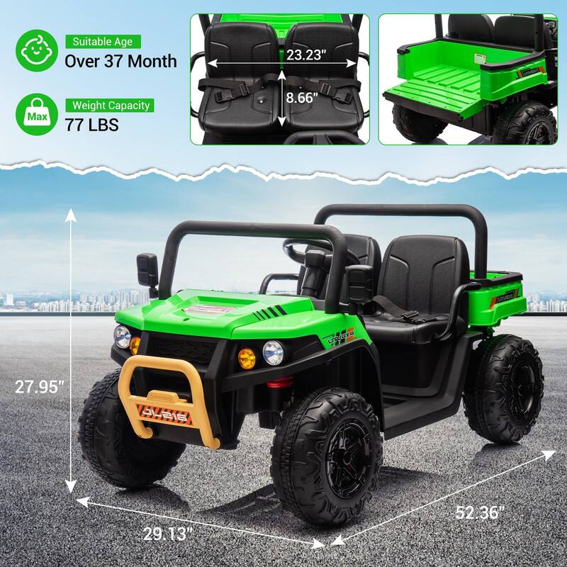 Acekool - 24V 2 Seater Ride On Dump Truck, Battery Powered UTV for Kids