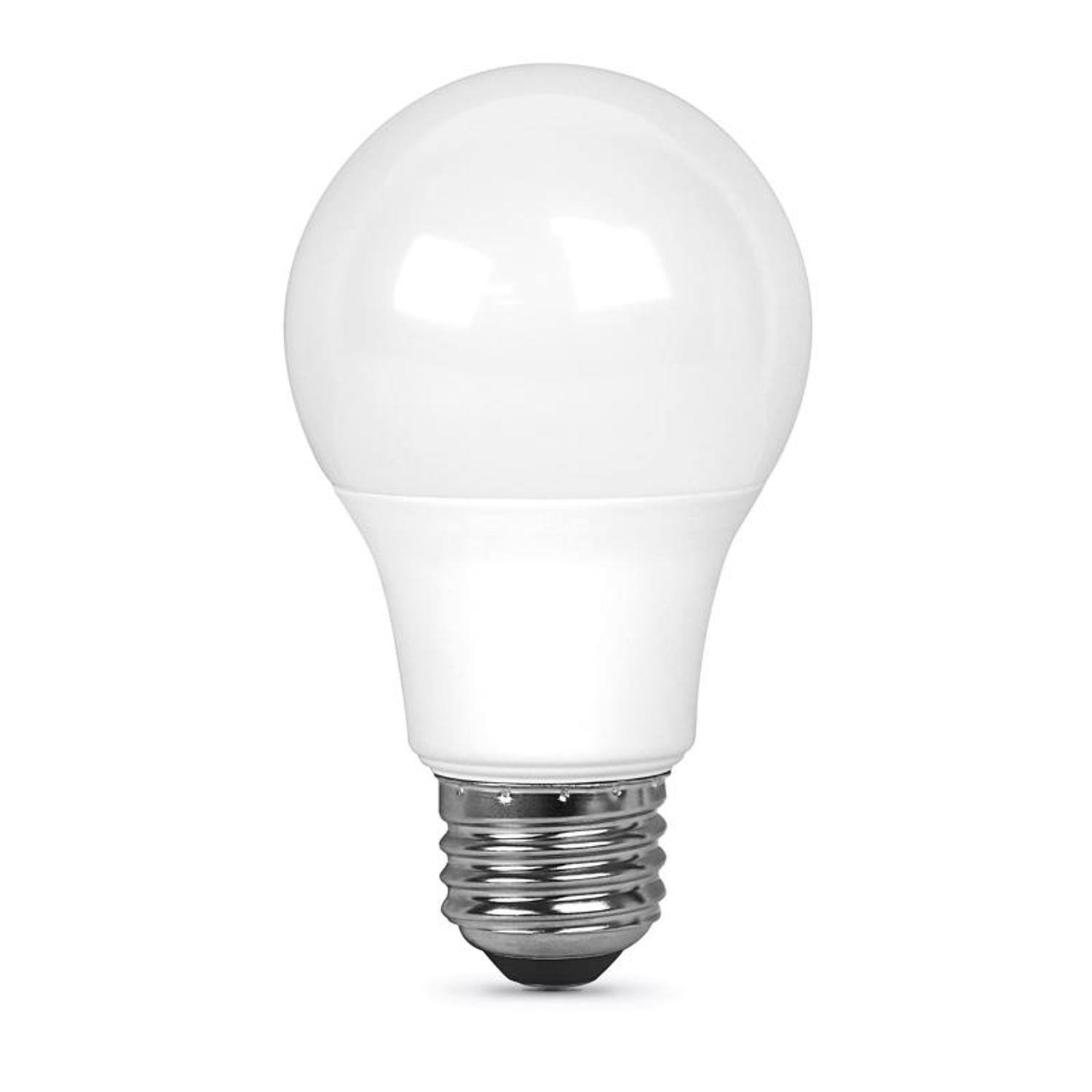 Left. FEIT ELECTRIC - Feit A19 E26 (Medium) LED Bulb Daylight 25 Watt Equivalence 4 pk.