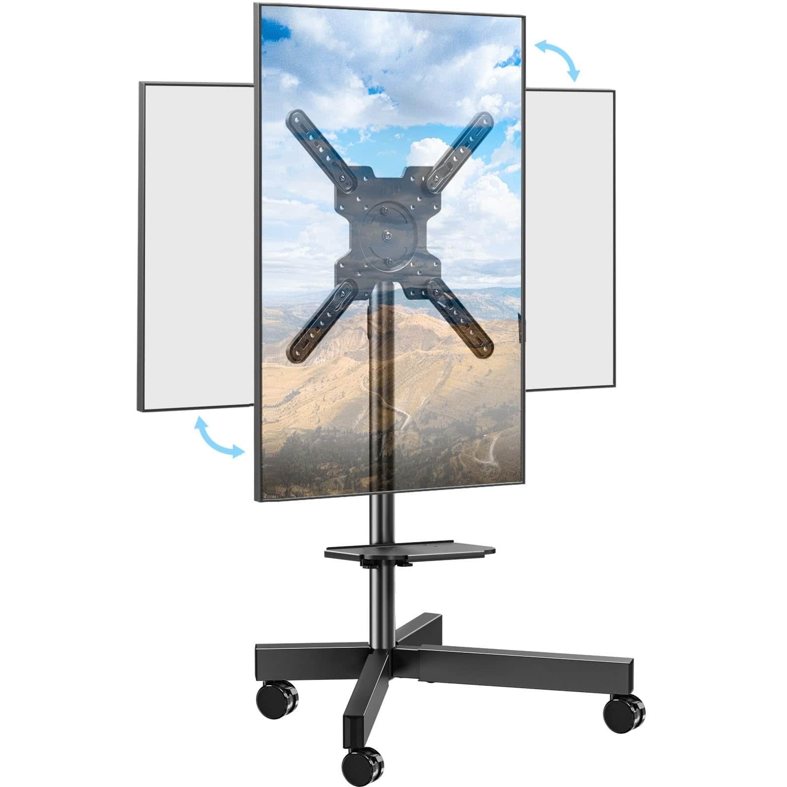 Refined Abode Design - Rolling Tv Stand For 23" 60" Tvs Mobile Cart 90° Rotation Landscape To Portrait Height Adjustable Floor Wit - Default