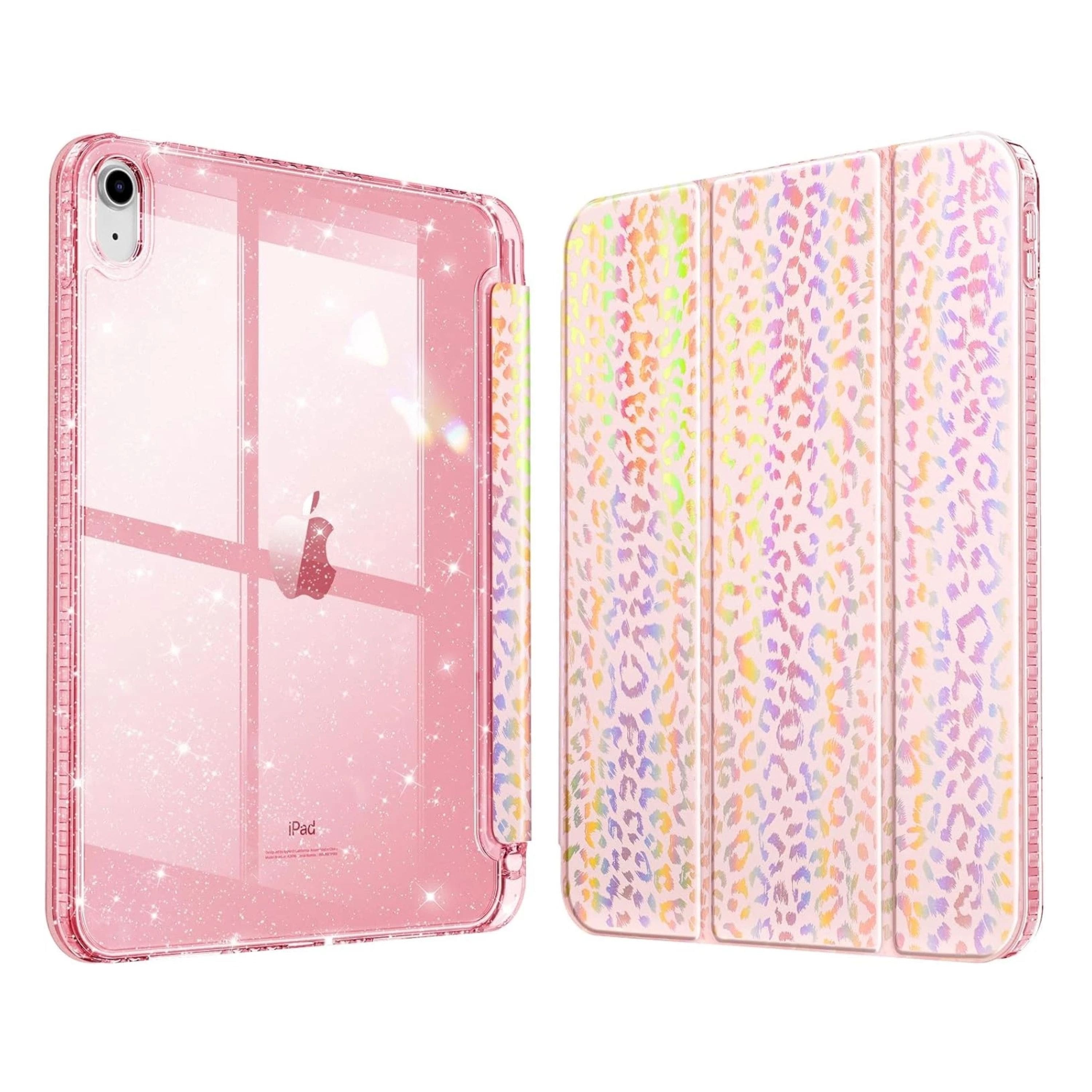 Kitcheniva - Sparkly Glittering Design Slim Case For iPad (A16) 11th Gen / iPad 10th Gen - Pink Leopard