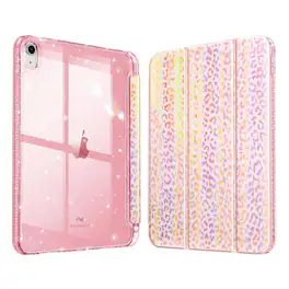 Kitcheniva - Sparkly Glittering Design Slim Case For iPad (A16) 11th Gen / iPad 10th Gen - Pink Leopard