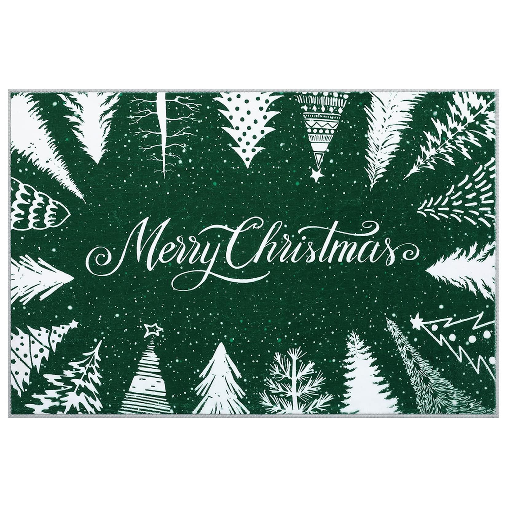 Acekool - 2 x 3 ft Christmas Rug Runner, Stain-Resistant Xmas Floral Bedside Bathroom Rug for Laundry,Bedroom - Green