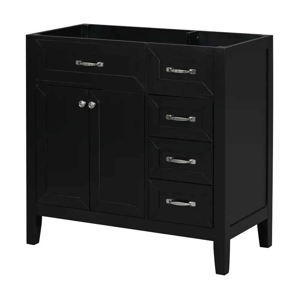Alt View 3. Loheer - Loheer 36 Inch Bathroom Vanity Base Only, Black Vanity Cabinet Without Sink, Freestanding Modern Design - Black.