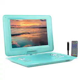 Trexonic - 15.4 Inch Portable TV+ DVD Player with Swivel TFT-LCD Screen and USB,SD,AV,HDMI Inputs - Teal