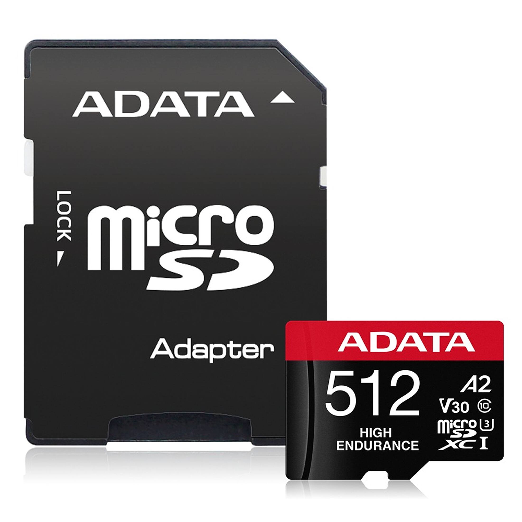 ADATA LOCK Micro SD Adapter  
ADATA A2 512 V30 C10 Micro SDXC I  
HIGH ENDURANCE