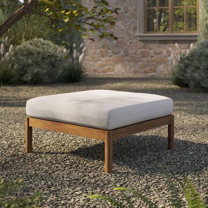 Front. Modway - Eleni Square Outdoor Teak Wood Ottoman by Modway - Natural Sail.