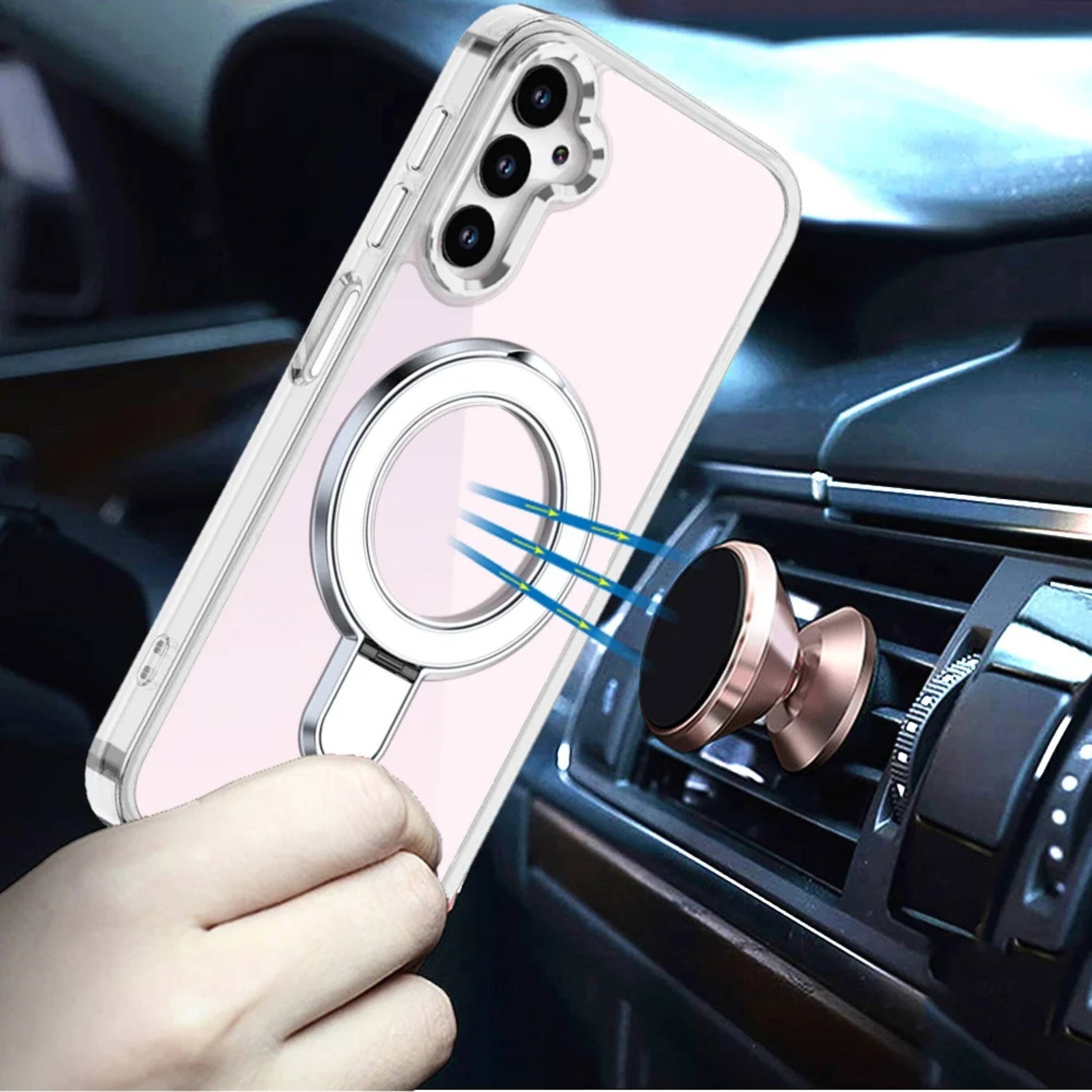 Angle. Kitcheniva - Radiant Chrome Magnetic Circle Stand Case With Tempered Glass For Samsung A16 5G Light Purple - Light Purple.