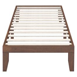 Costway - Twin Wooden Platform Bed 14" Slats Support Mattress Foundation Brown - Brown,Cherry