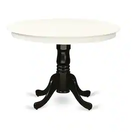 East West Furniture - HLT-LBK-TP Hartland Modern Kitchen Round Dining Table with Pedestal Base - Linen White & Black