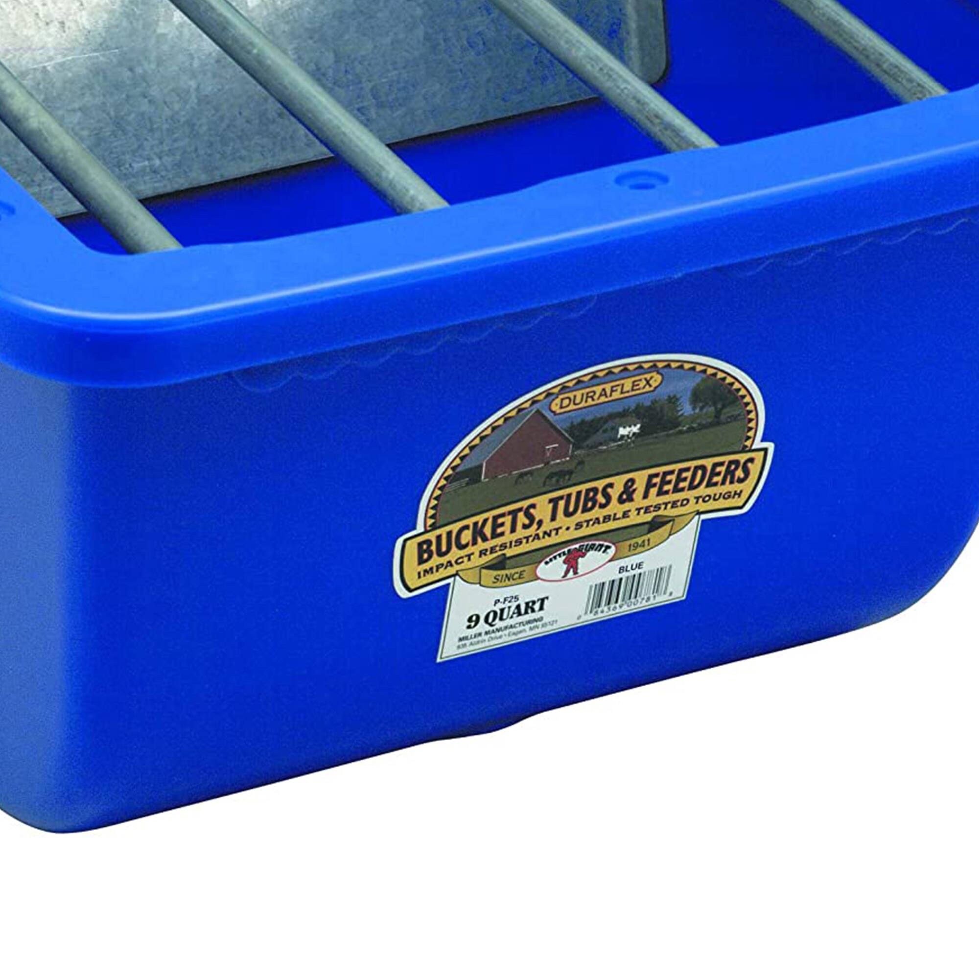 DURAFLEX BUCKETS, TUBS & FEEDERS TOUGH TUBS STABLE TESTED BUCKETS, IMPACT RESISTANT MTTE CLNT BLUE 1941 SINCE P.F25 00787 QUART 1.34V 9