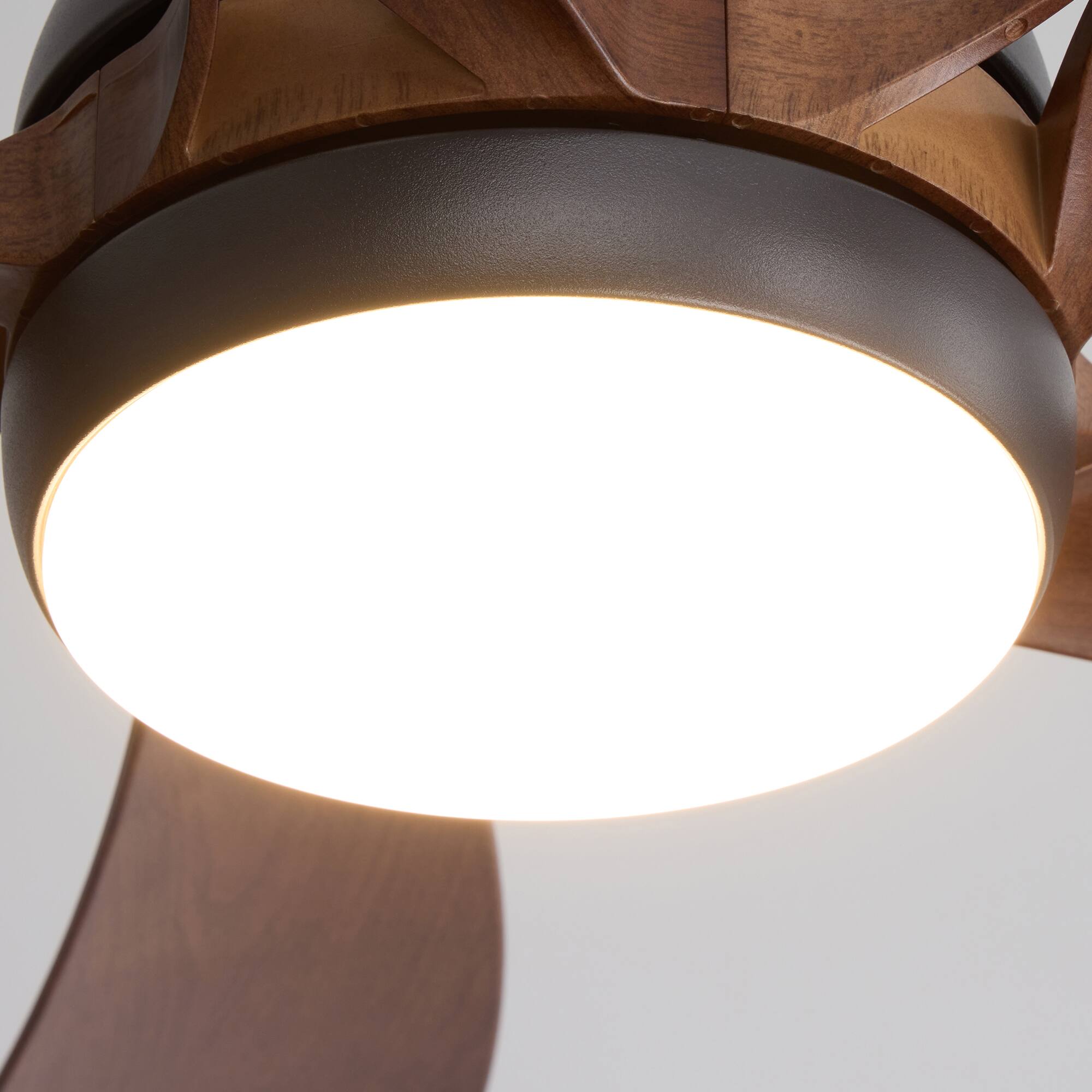 Alt View 6. Siljoy - 52 Inch Modern Low Profile Ceiling Fan with Light Matte Black Walnut Finish 5 Wood Blades Quiet DC Motor with Remote - Brown.
