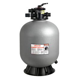VEVOR - Sand Filter, 24-Inch, 65 GPM Above Inground Swimming Pool Sand Filter System, with 7-Way Multi-Port Valve, Backwash - Light Gray