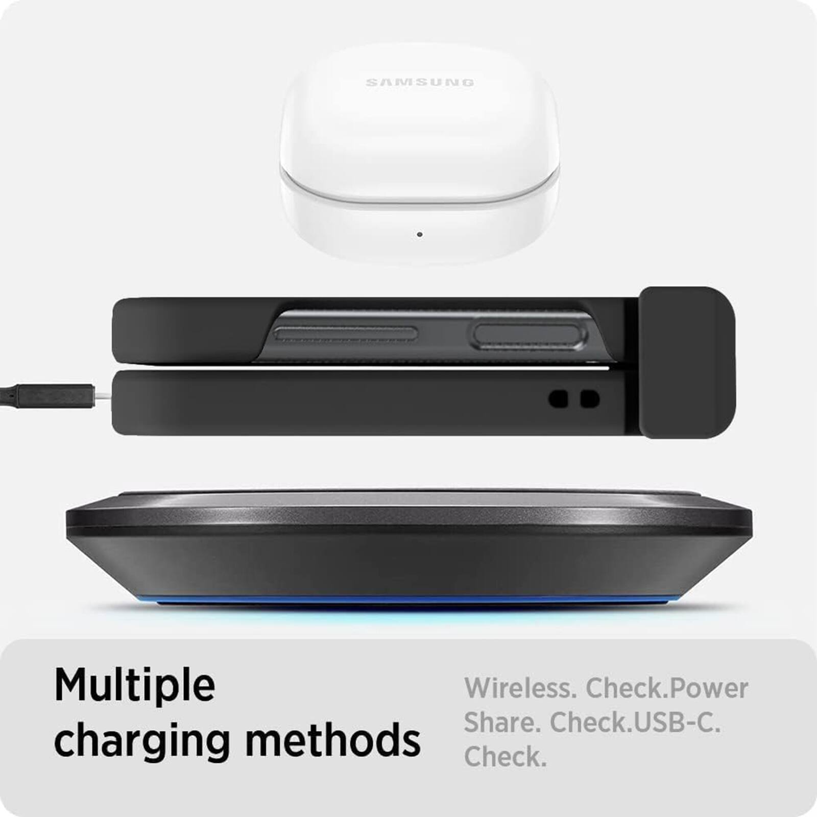 SAMSUNG Multiple Wireless. Check. Power Share. Check. USB-C. charging methods Check.