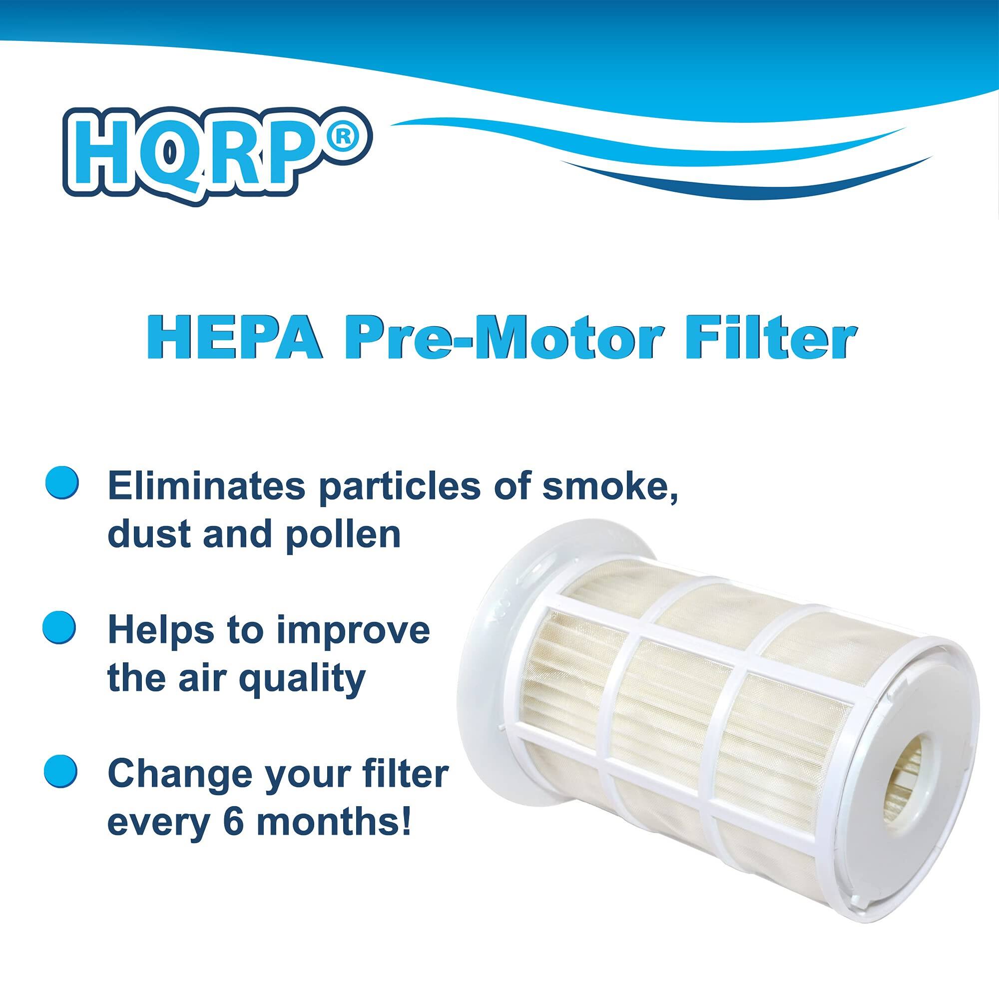 HQRP HPA Pre-Motor Filter  
Eliminates particles of smoke, dust and pollen  
Helps to improve the air quality  
Change your filter every 6 months!