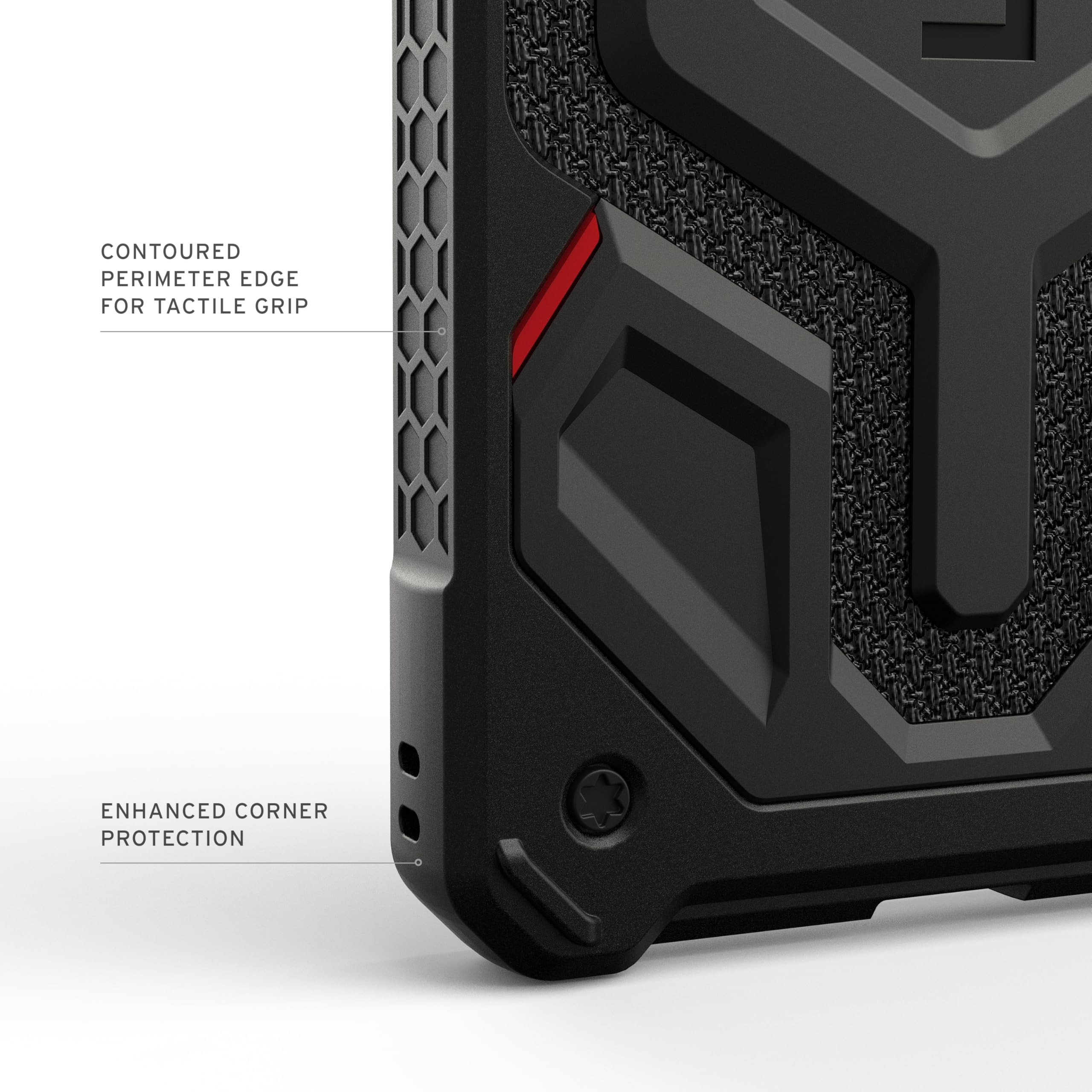 Contoured perimeter edge for tactile grip enhanced corner protection