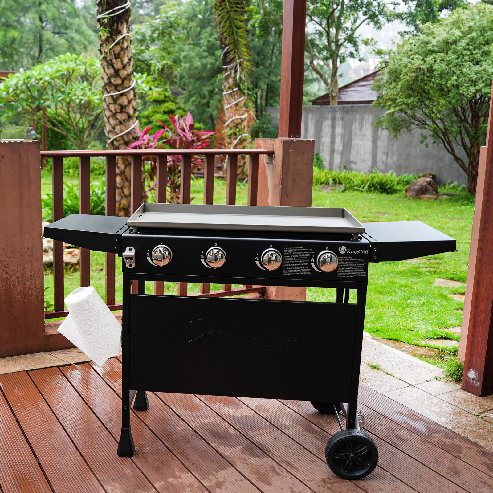 Alt View 7. KingChii - 4-Burner Propane Gas Grill 32 in. Flat Top Griddle (No Tank) - Black.