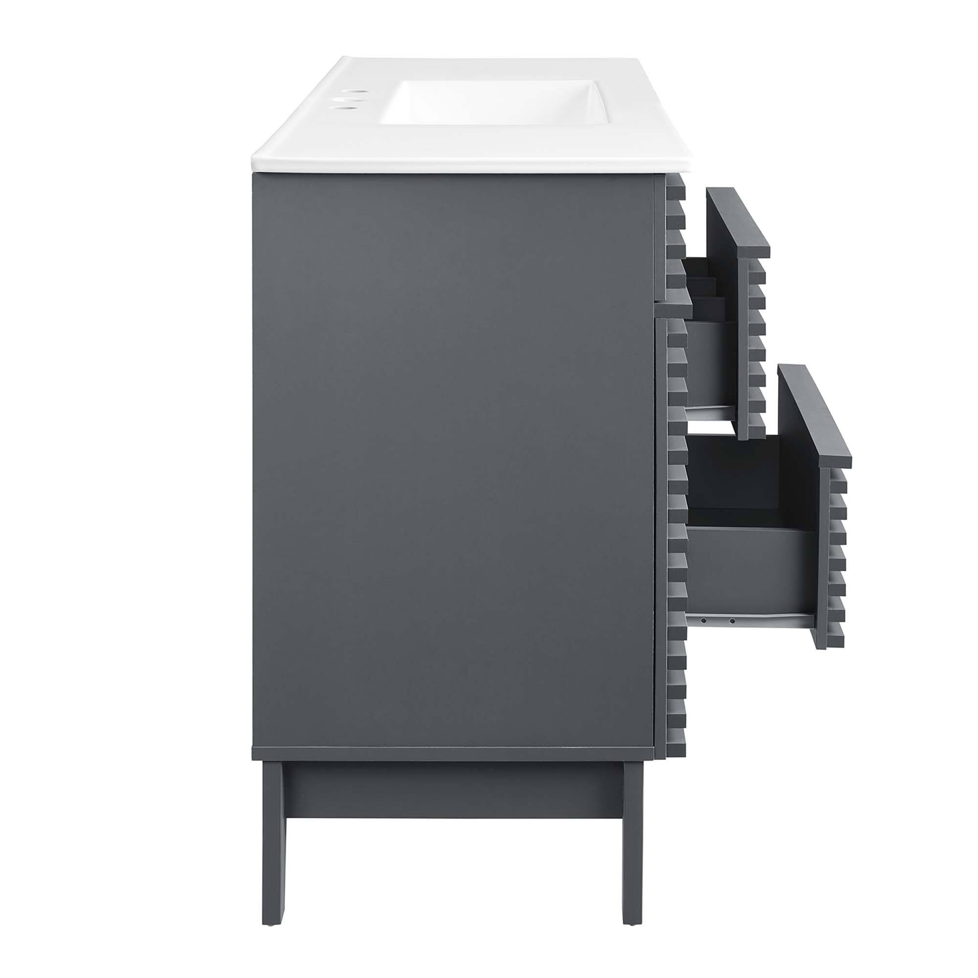 Alt View 2. Modway - Render 48" Bathroom Vanity with White Basin Included - Gray White.