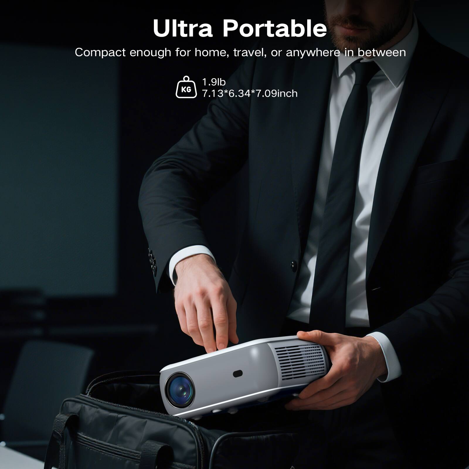 Groview Native 1080p Bluetooth Mini Projector with Hi Fi Stereo