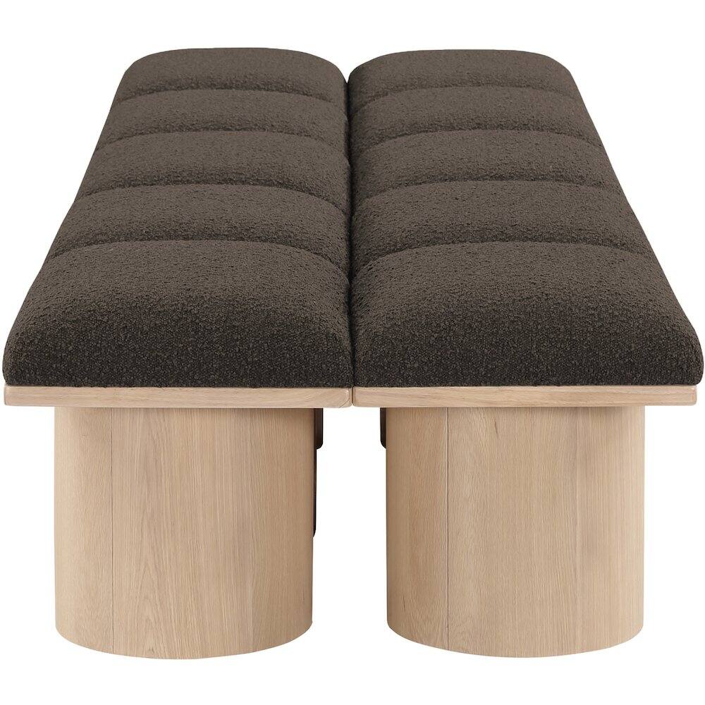 Alt View 2. Meridian Furniture - Pavilion Brown Boucle Fabric Bench - Brown.