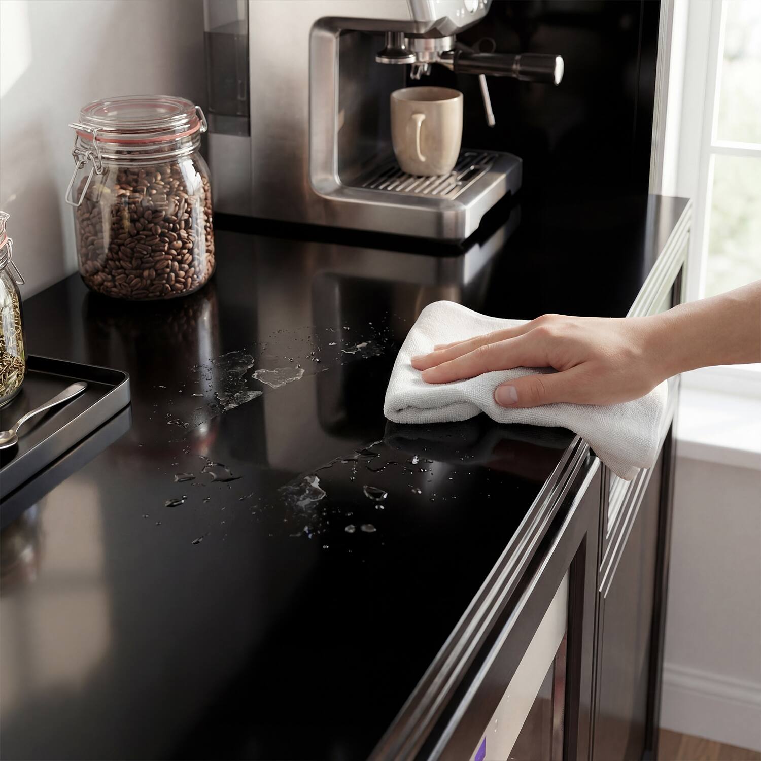 Alt View 5. Famapy - Bar Cabinet with 85L Wine Fridge, Holds 34 Bottles, Freestanding Liquor Cabinet with Glass Rack, Drawer & Storage - Black.