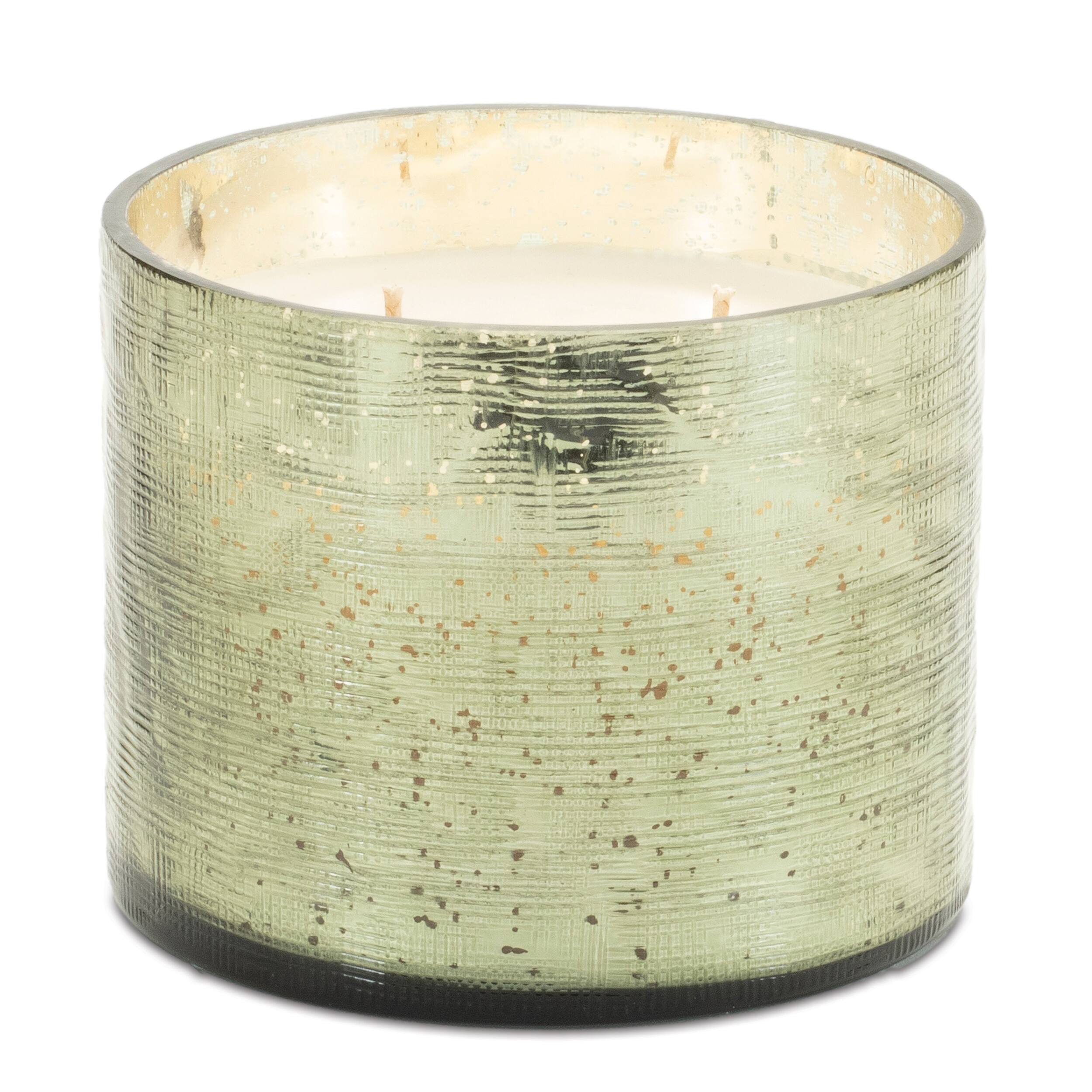 Front. BreeBe - Fraiser Fir Scented Soy Candle with Etched Glass Holder 4"D - Green.