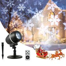 Front. Gymax - Gymax Christmas Snowflake LED Projector Lights Outdoor Waterproof w/ Remote Control - Black.